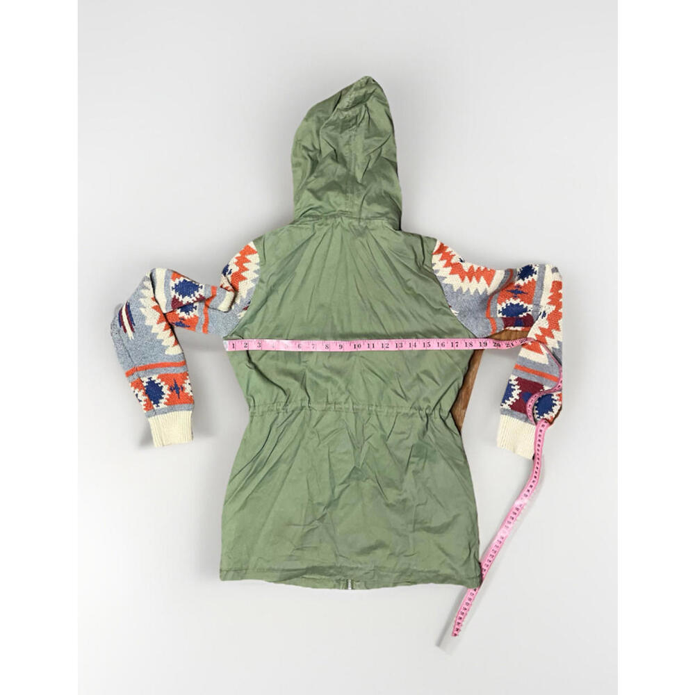 Thread & Supply Green Aztec Sleeve Hooded Utility Jacket Small Boho Western - Picture 8 of 10